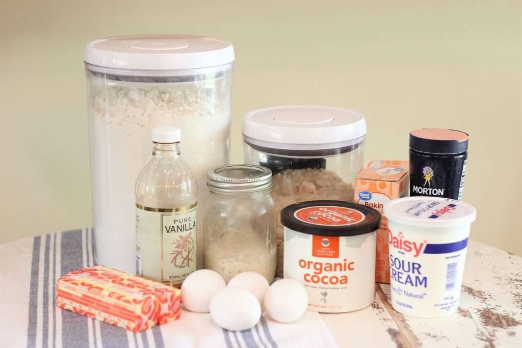 ingredients for sourdough chocolate cake