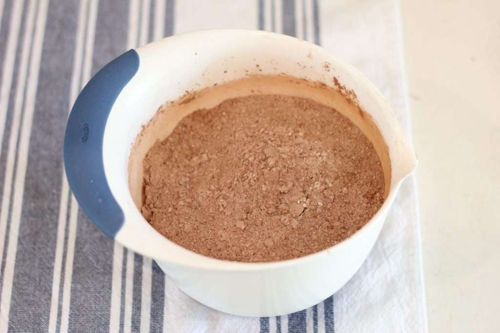 dry ingredients for chocolate cake