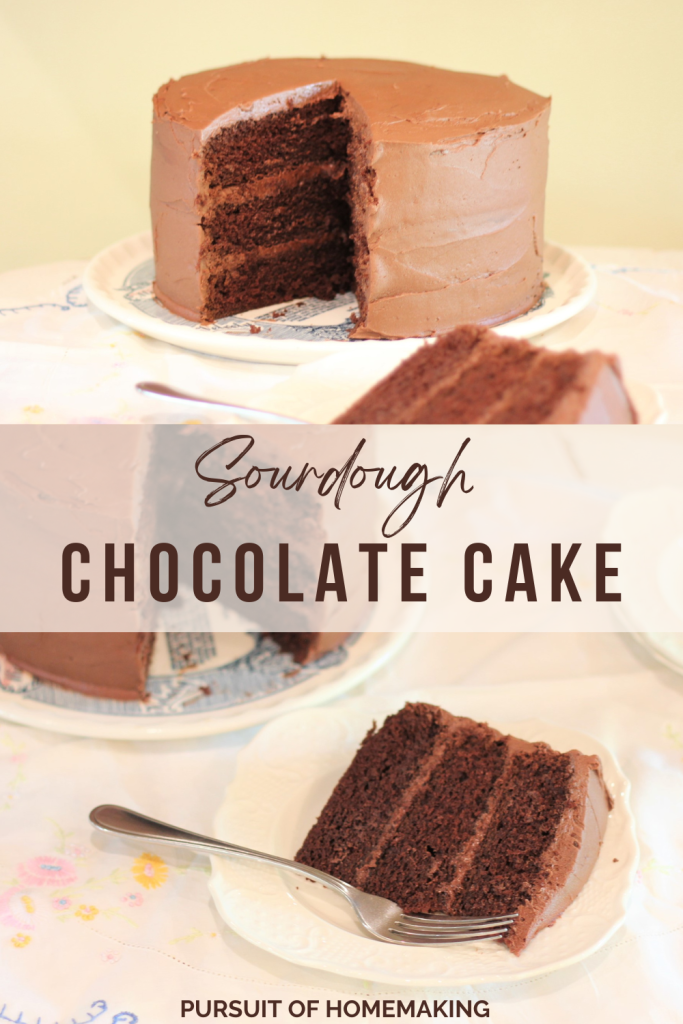 sourdough chocolate cake pinterest pin graphic