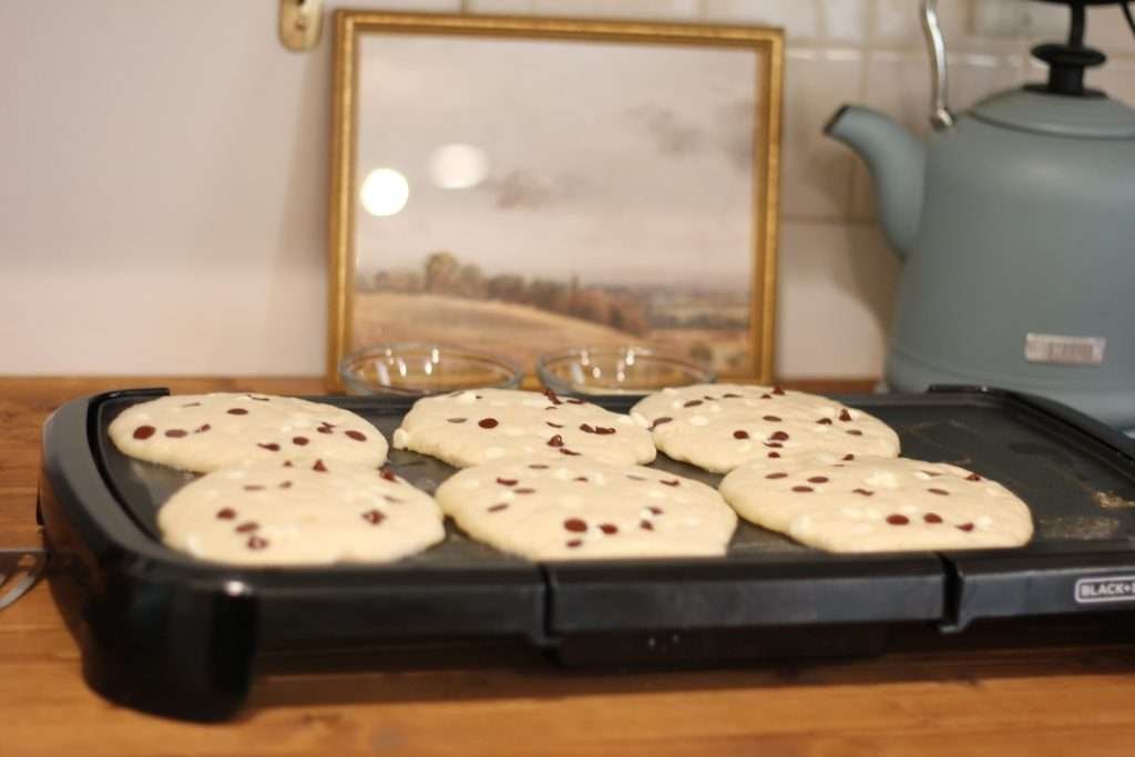 Sourdough Pancakes on griddle