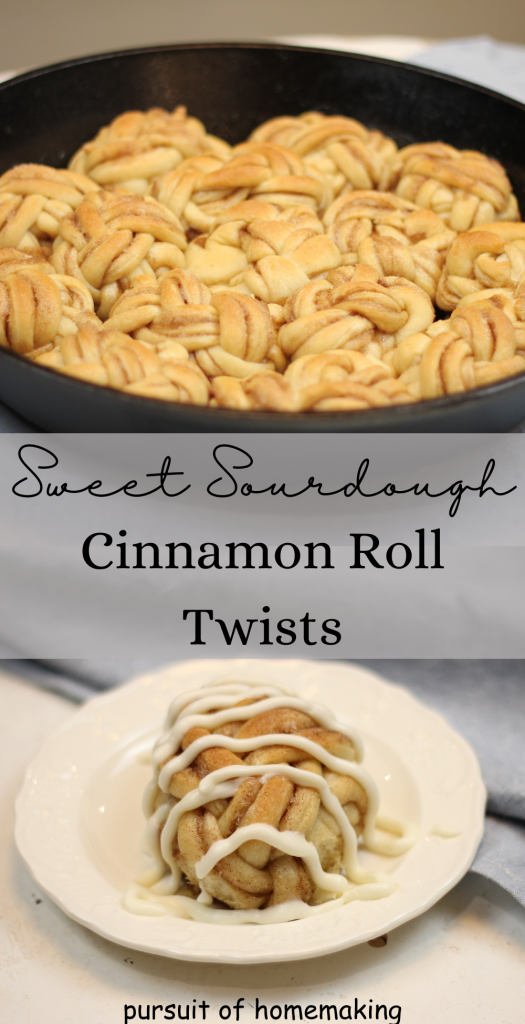 Sweet Sourdough Cinnamon Roll twists Pinterest graphic