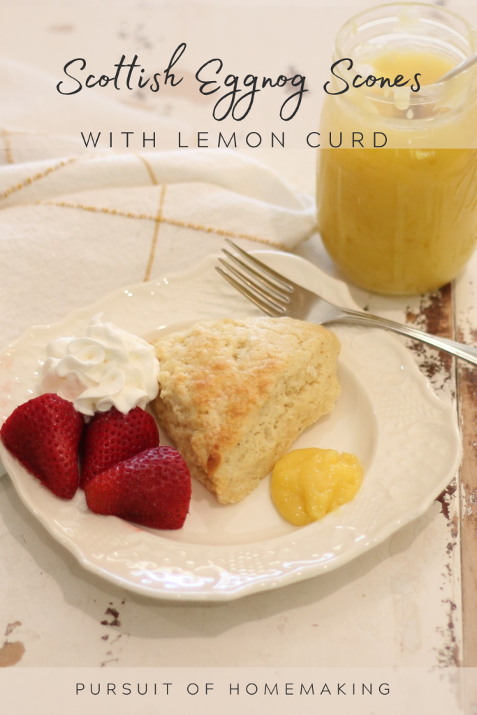 Scottish Eggnog Scones Recipe with Lemon Curd pinterest graphic